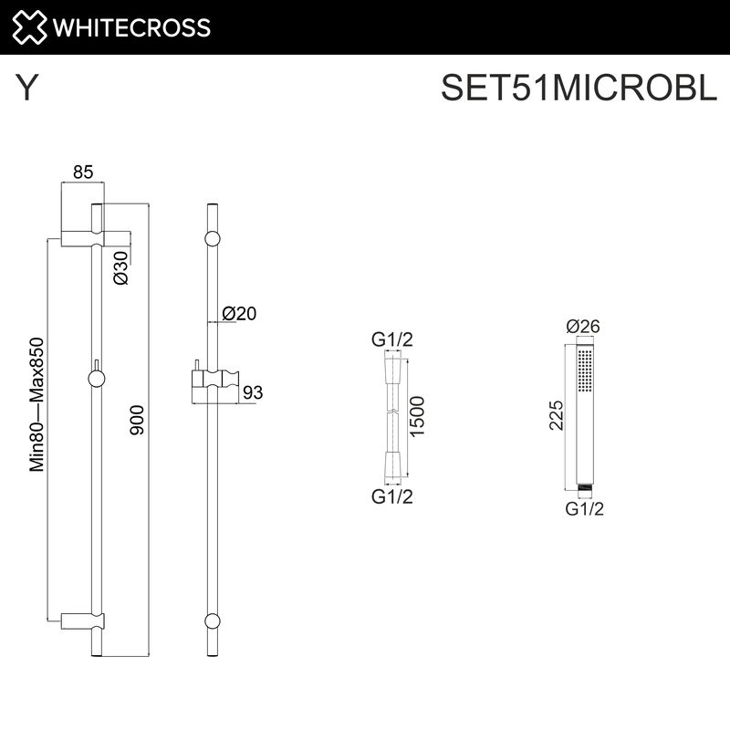 Душевой гарнитур WHITECROSS SET51MICROBL (черный матовый)