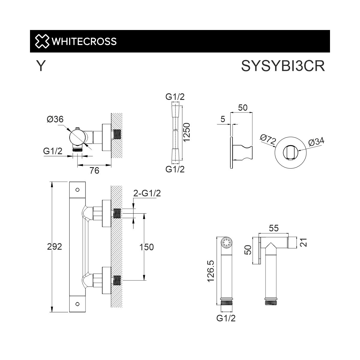 Система для биде наружного монтажа WHITECROSS Y SYSYBI3CR (хром)