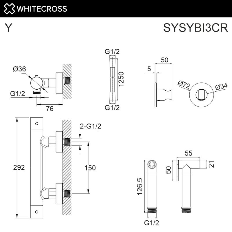 Гигиенический душ WHITECROSS Y SYSYBI3CR термостатический (хром)
