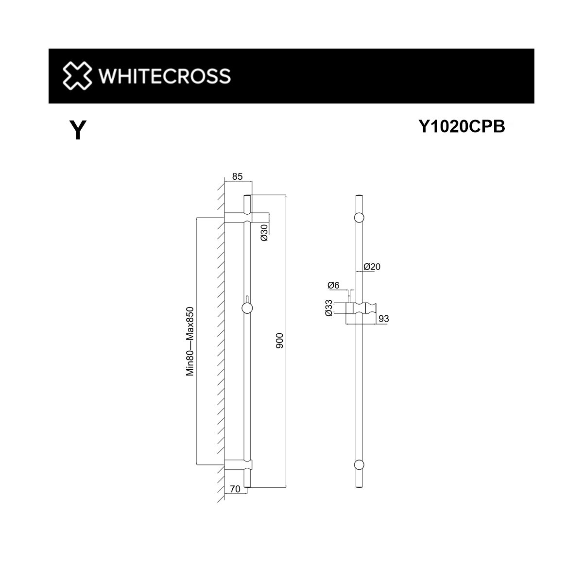Штанга для душа WHITECROSS Y1020CPB (брашированная медь)