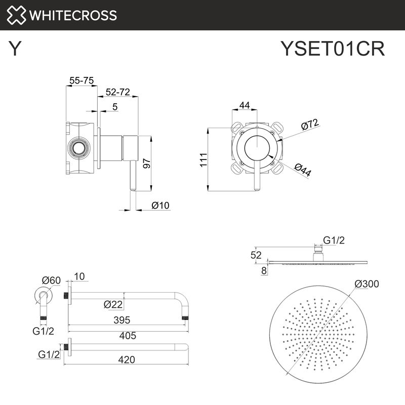 Система для душа скрытого монтажа WHITECROSS Y YSET01CR (хром)