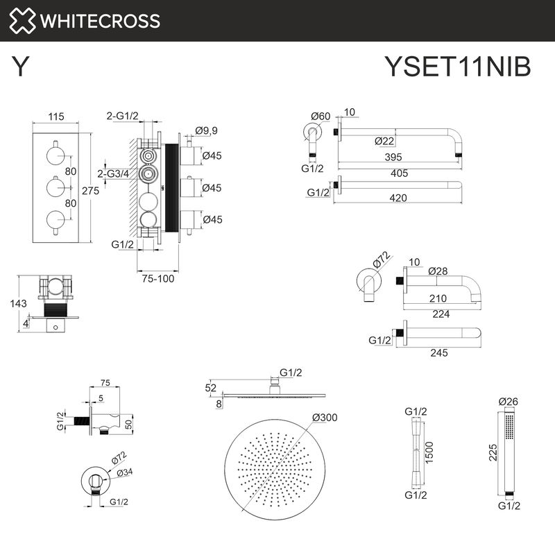 Термостатическая система для ванны скрытого монтажа WHITECROSS Y YSET11NIB (брашированный никель)