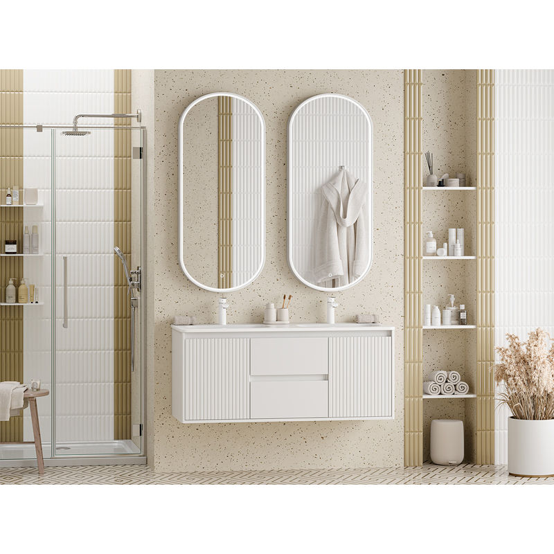 Тумба под раковину Brevita Wine 120 подвесная с 2 ящ. 2 дв. / Win-09120-01-01-2Я белая матовая эмаль