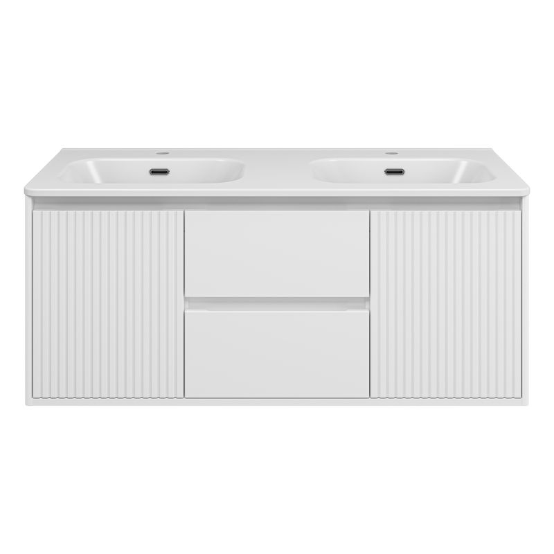 Тумба под раковину Brevita Wine 120 подвесная с 2 ящ. 2 дв. / Win-09120-01-01-2Я белая матовая эмаль