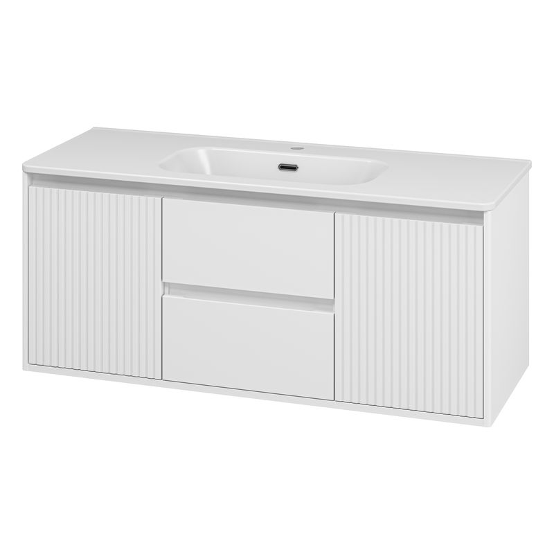 Тумба с раковиной Brevita Wine 120 подвесная с 2 ящ. 2 дв. + Brevita Onda 120 / Win-09120-01-01-2Я+B-OND120-01 белый