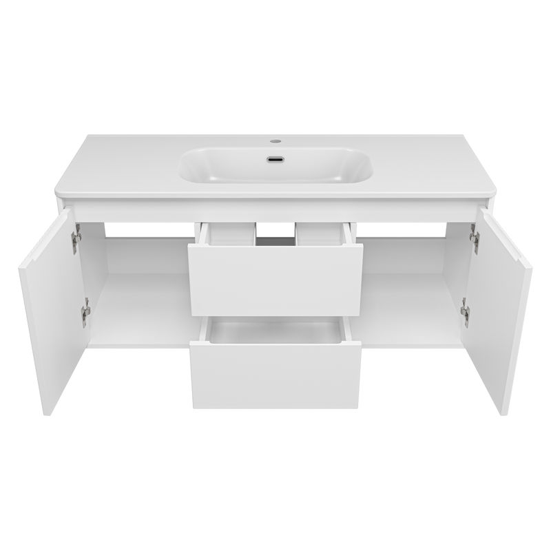 Тумба с раковиной Brevita Wine 120 подвесная с 2 ящ. 2 дв. + Brevita Onda 120 / Win-09120-01-01-2Я+B-OND120-01 белый