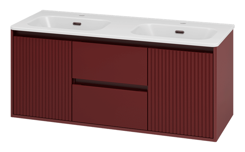 Wine - 120 Тумба подвесная 2 ящ., 2дв., красная матовая эмаль (бордовая)
