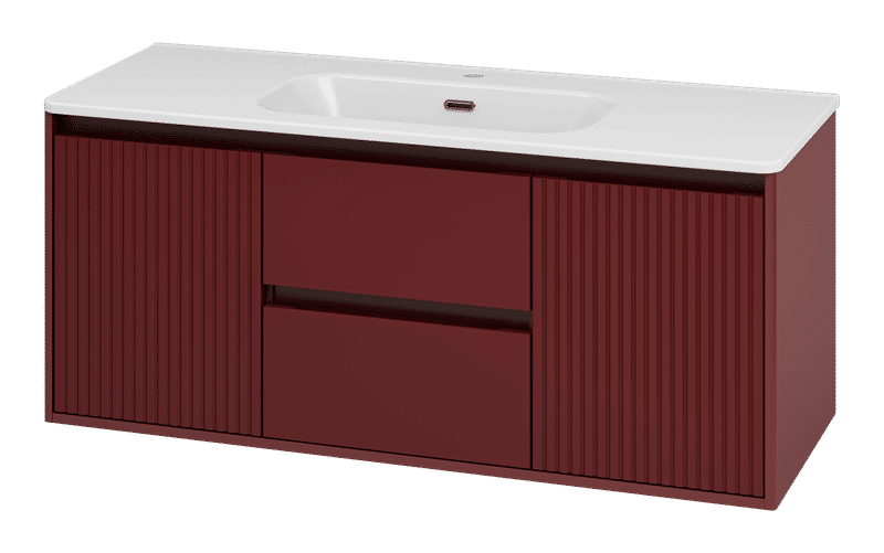 Wine - 120 Тумба подвесная 2 ящ., 2дв., красная матовая эмаль (бордовая)