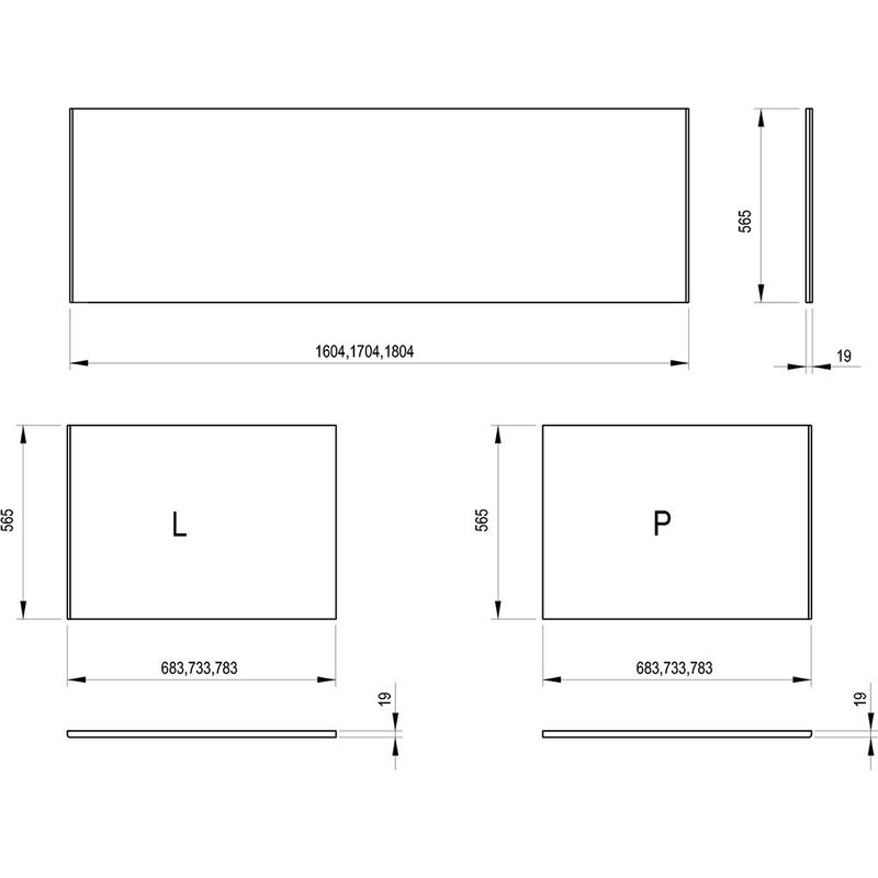 Экран для ванны торцевой Ravak City 80 левый / X000001062 белый