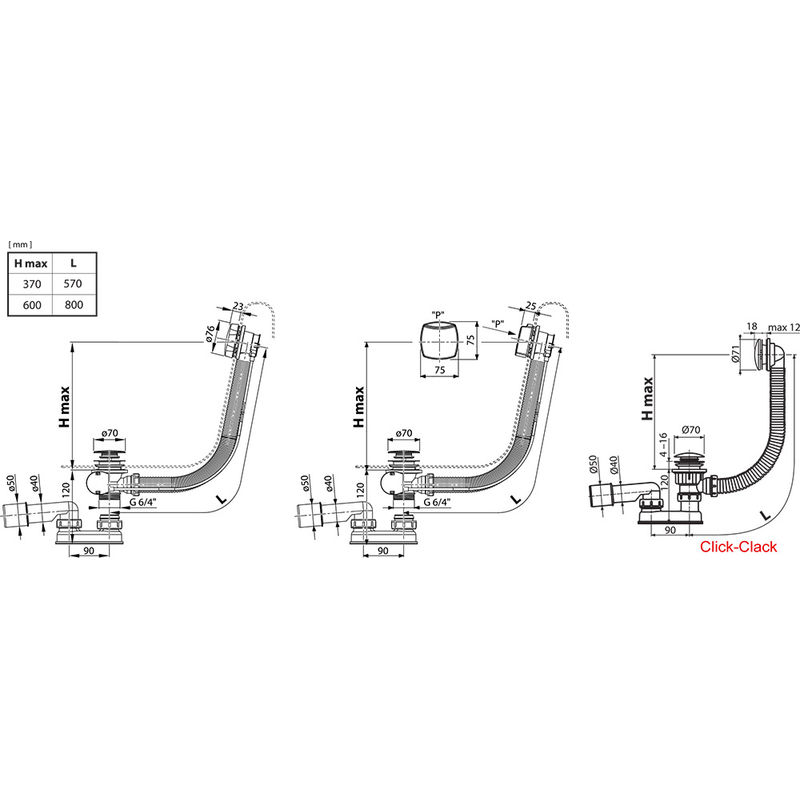 Сифон для ванны Ravak II X01506 хром 800мм (квадратный)