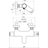 Смеситель для ванны Ravak TE 022.00/150 X070047 настенный термостатический без гарнитуры — 3