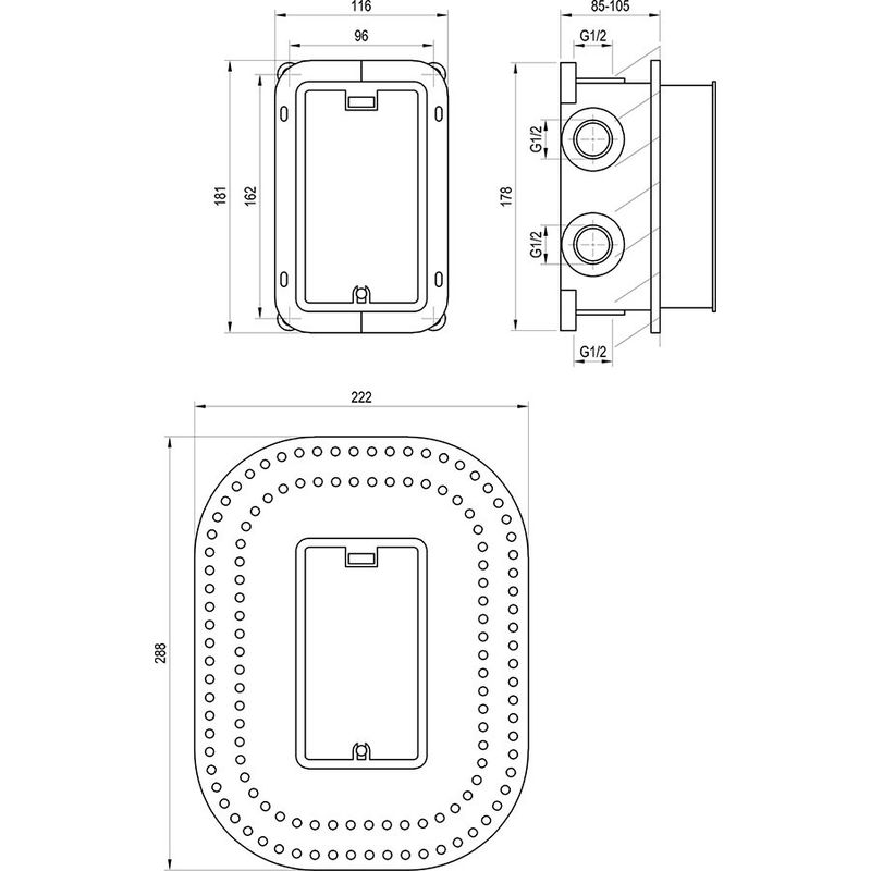 Монтажное основание для смесителей скрытого монтажа Ravak R-box multi RB 071.50 X070074