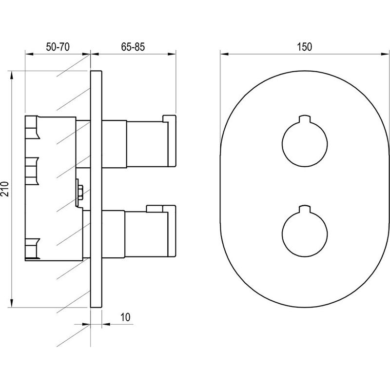 Смеситель скрытого монтажа для душа Ravak CR 067.00 X070075 термостатический хром + нужен R-Box Multi (X070074)
