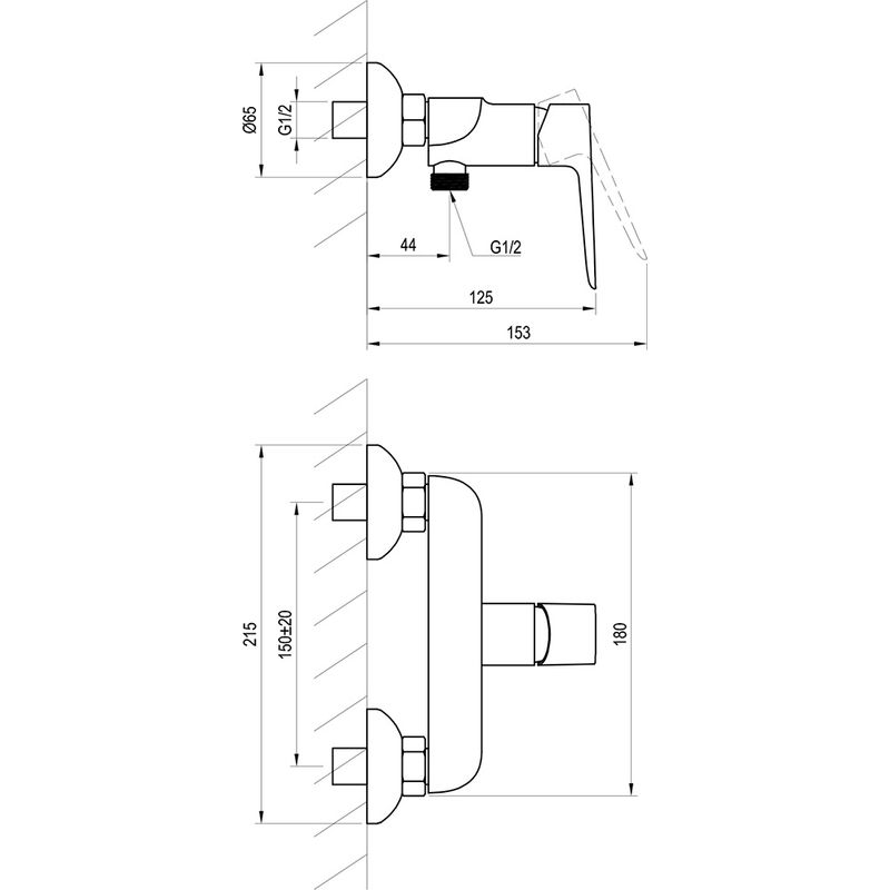 Смеситель для душа Ravak CL 032.00/150 X070084 150 мм