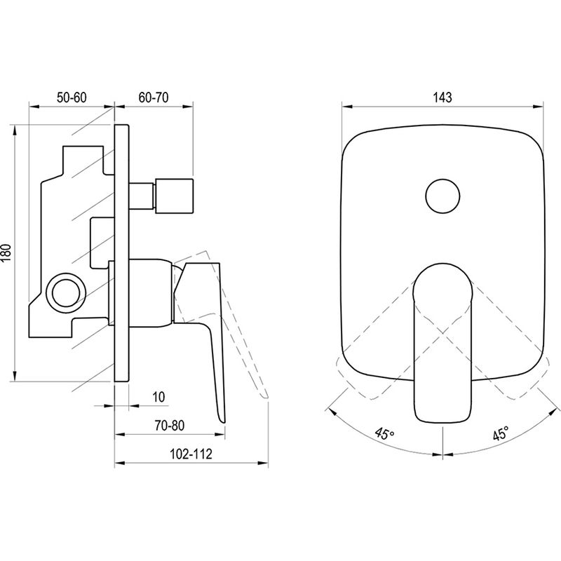 Смеситель скрытого монтажа для душа Ravak CL 061.00 X070086 хром