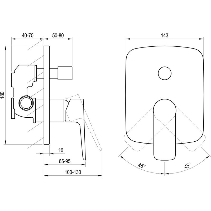 Смеситель скрытого монтажа для душа Ravak CL 065.00 X070088 хром + нужен R-Box (X070052)