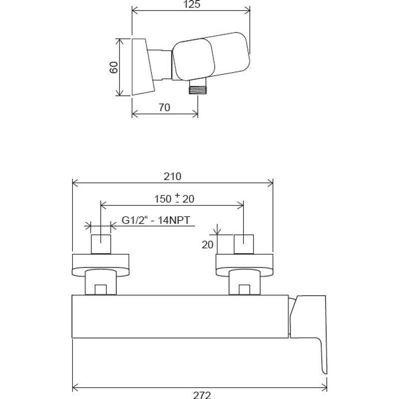 Смеситель для душа Ravak TD F 032.00/150 X070132 150 мм