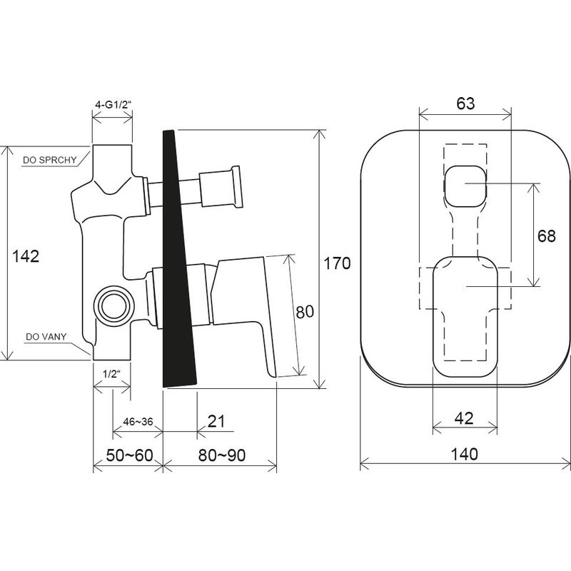 Смеситель скрытого монтажа для душа Ravak TD F 061.00 X070134 хром