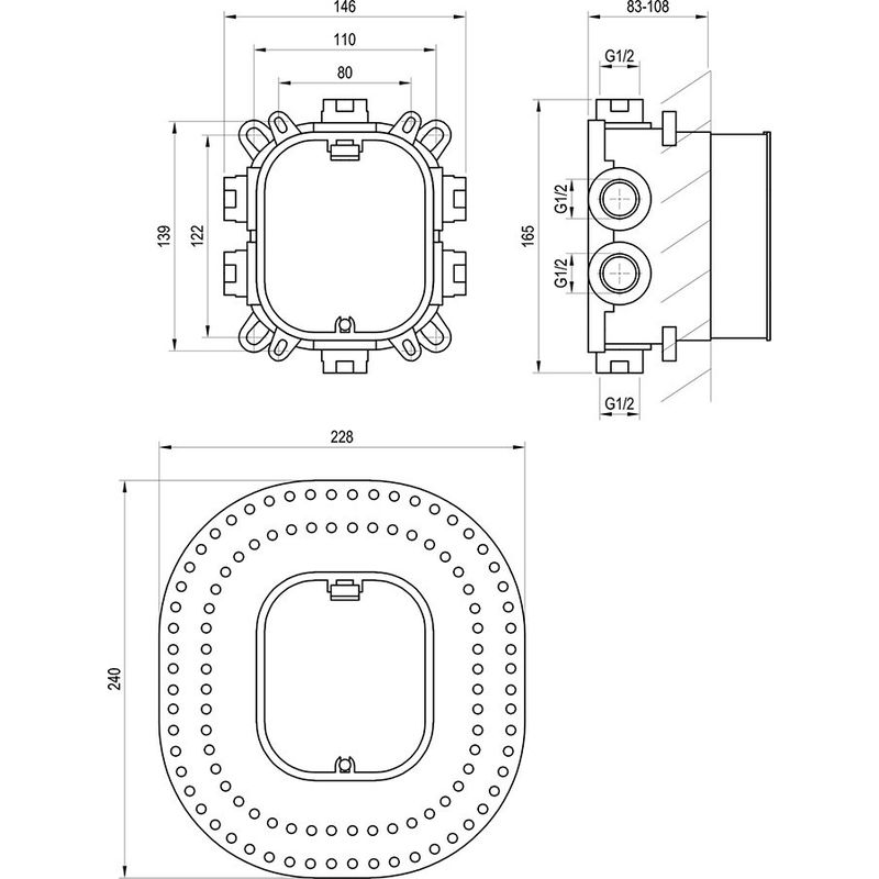 Рабочее тело смесителя скрытого монтажа Ravak RB 072.50 R-box Vari (FLAT) X070139