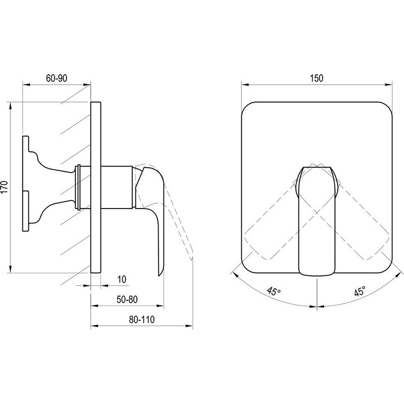 Смеситель скрытого монтажа для душа Ravak FL 066.20 X070180 черный матовый + нужен R-Box Vari (X070139)