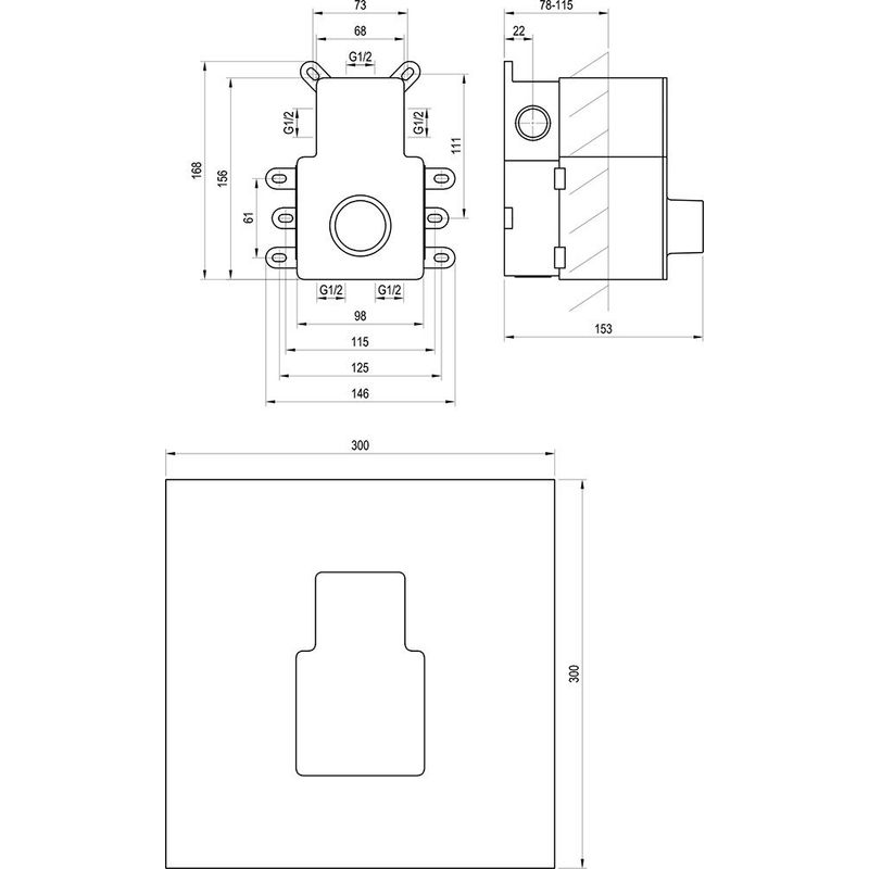 Рабочее тело смесителя скрытого монтажа Ravak R-box RB 07C.50 (для ES 063, ES 067) Termo X070232