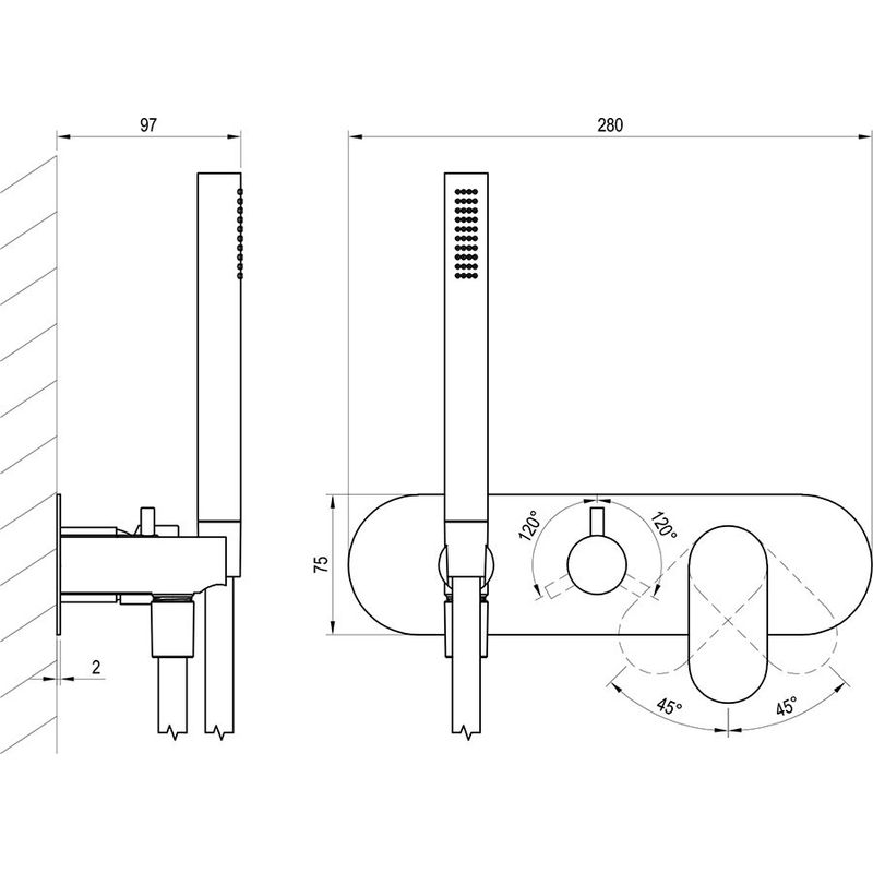Душевой гарнитур скрытого монтажа Ravak EL 068.10WV.O3+S белый вельвет + нужен R-Box RB 07D.50 (X070233)