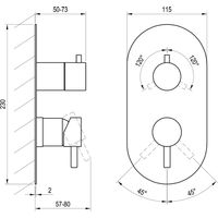 Смеситель скрытого монтажа для душа Ravak ES 063.20BLM.O3 X070283 черный матовый + нужен R-Box RB 07F.50 (X070235) — 4