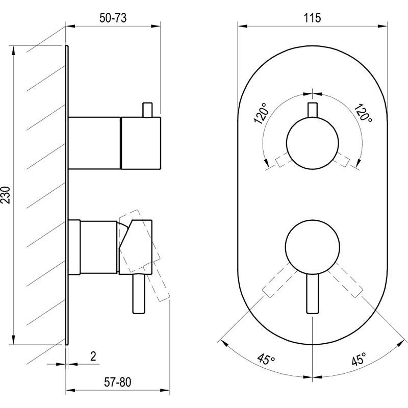 Смеситель скрытого монтажа для душа Ravak ES 063.20GB.O3 X070320 графит + нужен R-Box RB 07F.50 (X070235)