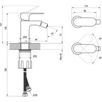 Смеситель для биде Ravak EL 056.20GB X070332 130 мм без донного клапана графит — 3
