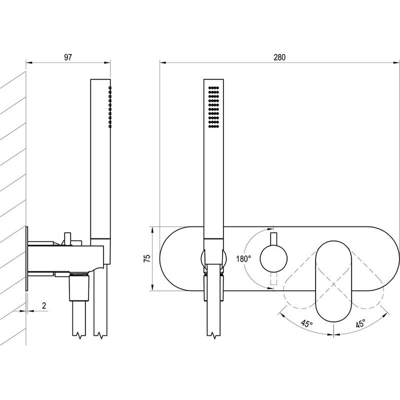 Смеситель скрытого монтажа для душа Ravak EL 065.20GB.O2+S графит + нужен R-Box RB 07D.50 (X070233)