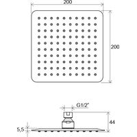 Верхний душ Ravak 982.01 200 мм X07P334 квадратный — 2