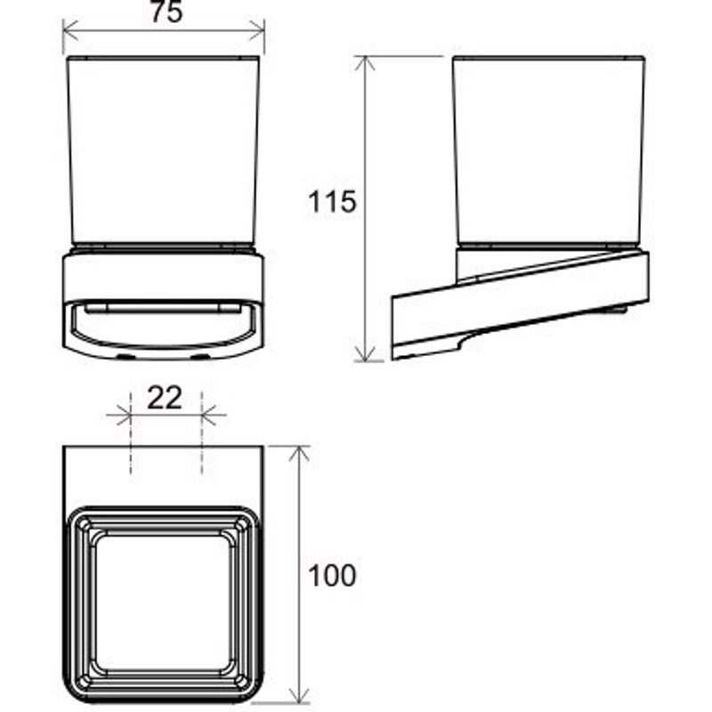 Стакан для зубных щеток Ravak TD 210.20 X07P557 черный стекло
