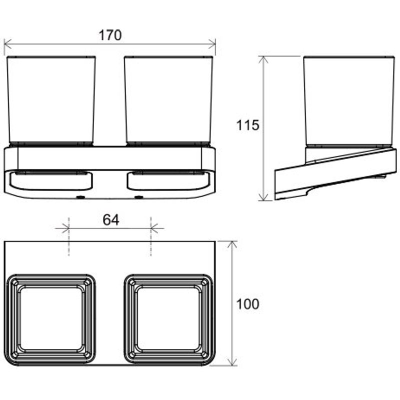 Набор стаканов для зубных щеток Ravak TD 220.20 X07P558 черный стекло