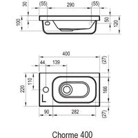 Раковина Ravak Chrome 400 левый XJGL1100000 белый с отверстиями — 4