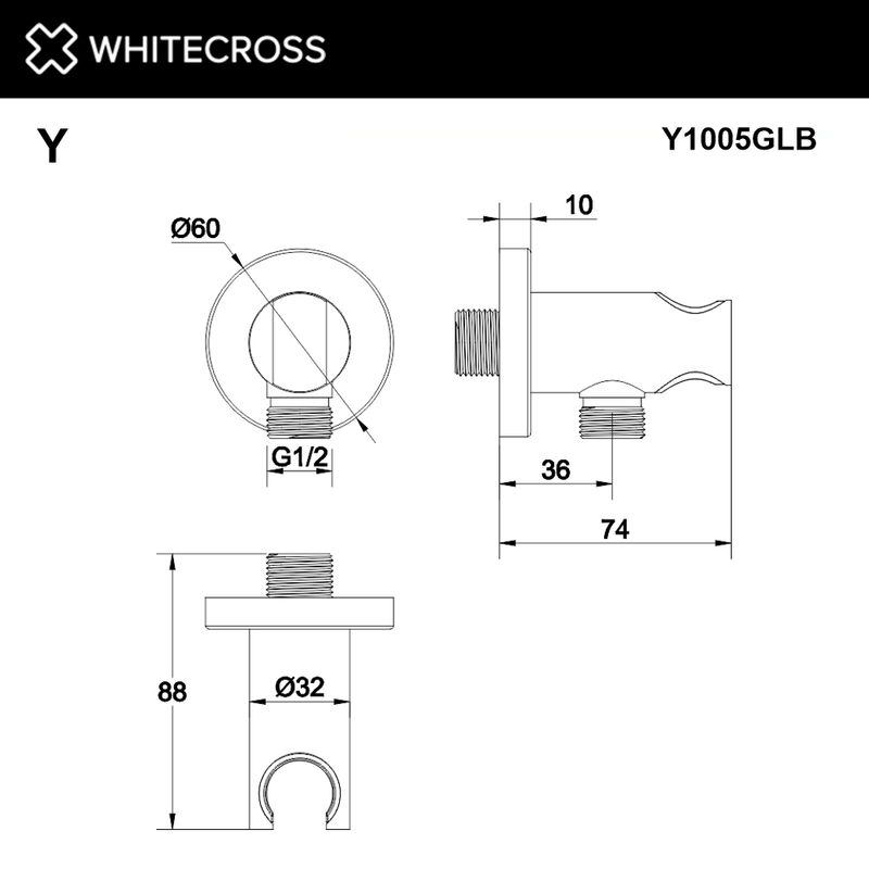 Шланговое подключение WHITECROSS Y1005GLB с держателем лейки (брашированное золото)