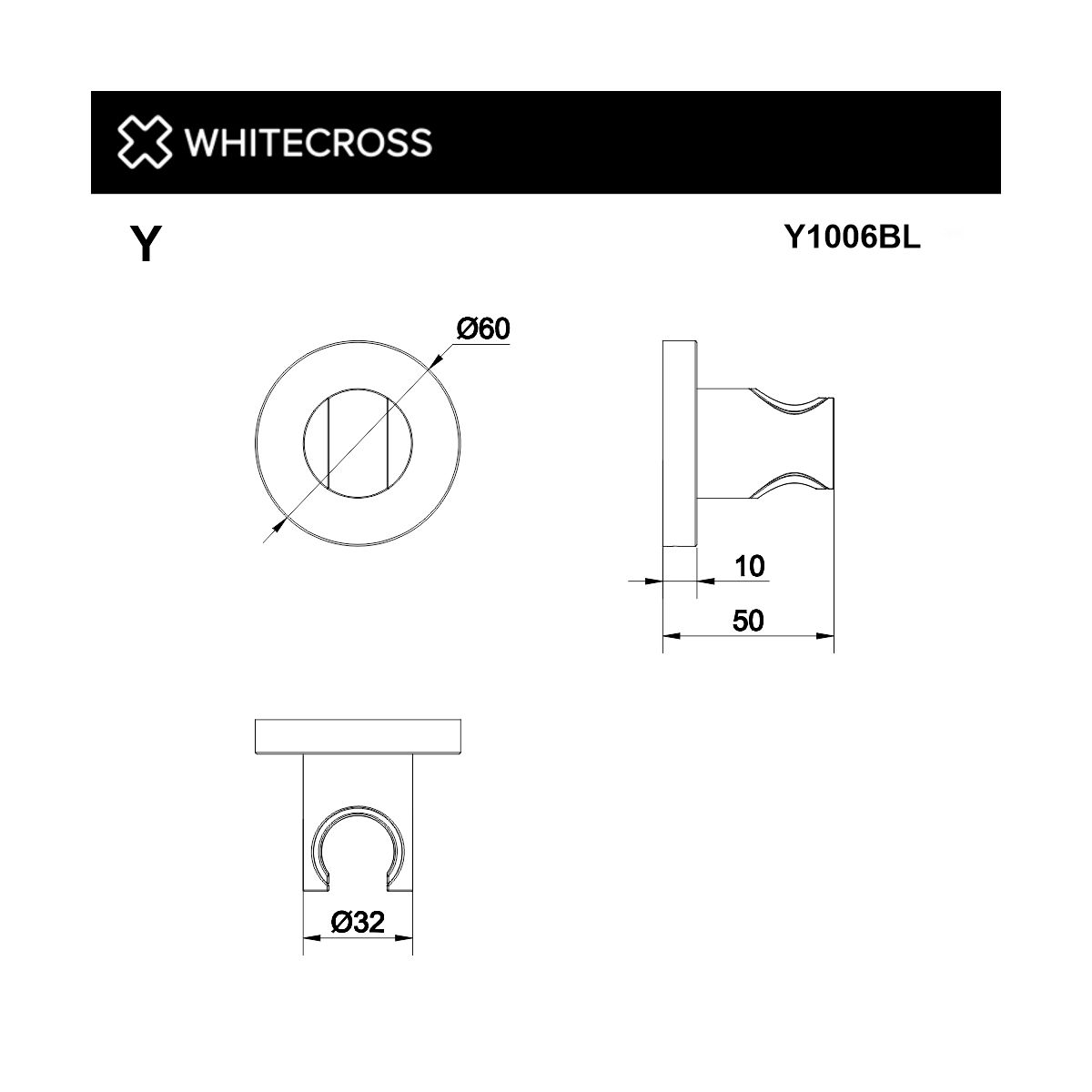 Кронштейн точечный WHITECROSS Y1006BL (черный мат)
