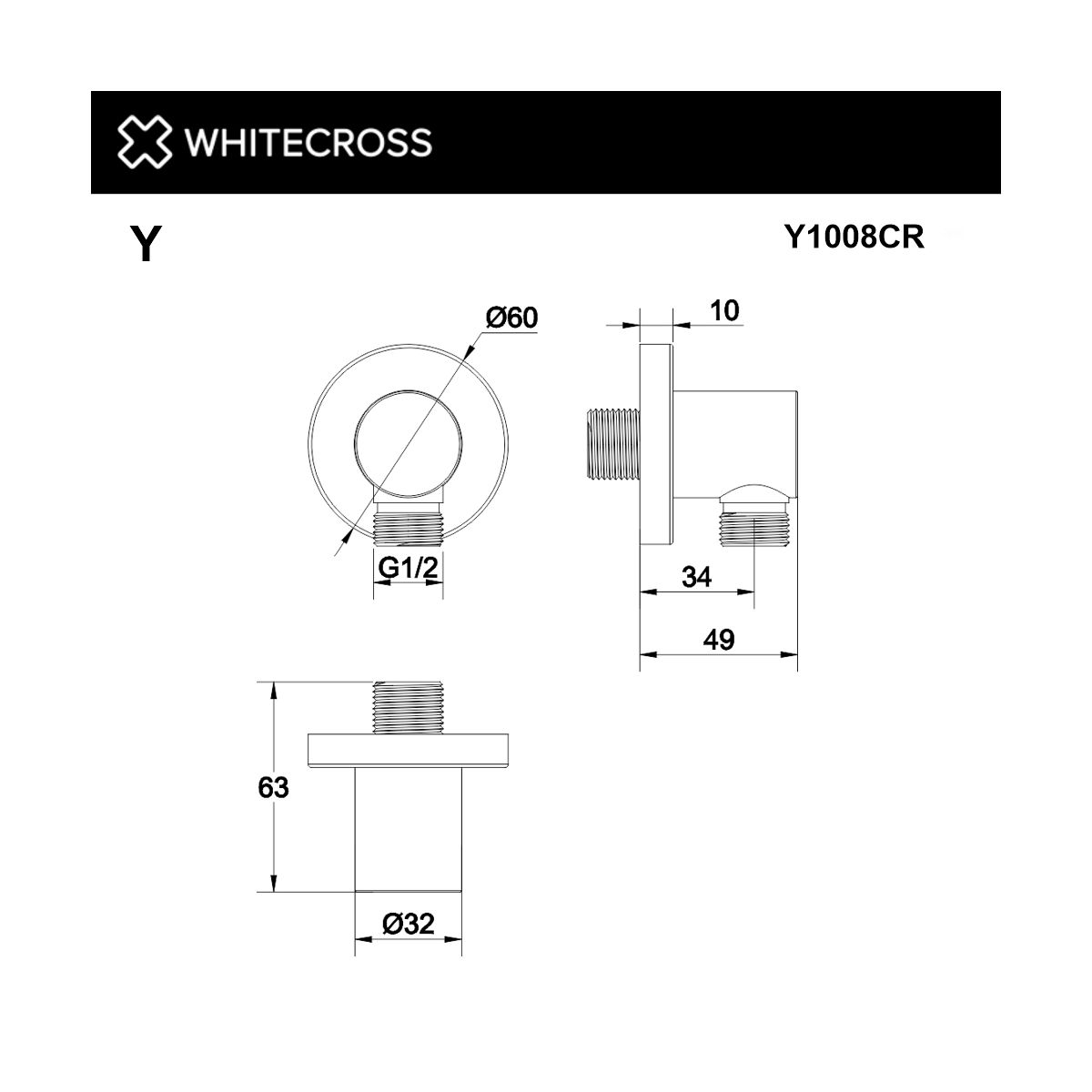 Угловой соединительный элемент WHITECROSS Y1008CR (хром)