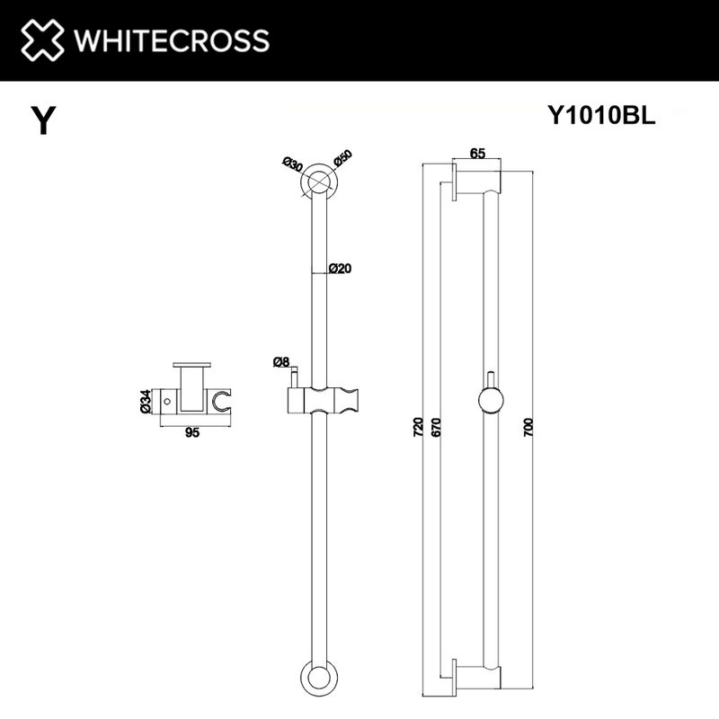 Душевая штанга WHITECROSS Y1010BL (черный матовый)