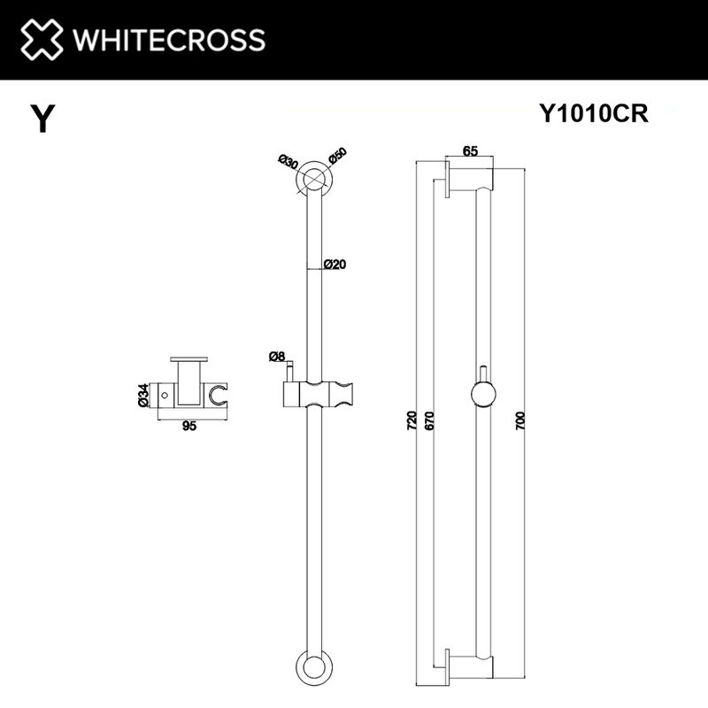 Душевая штанга WHITECROSS Y1010CR (хром)