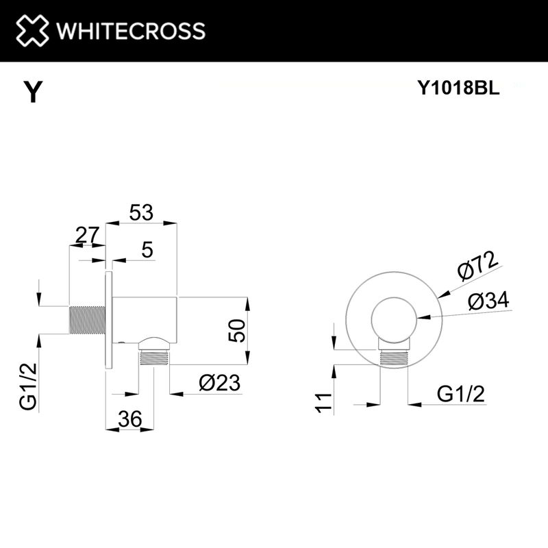 Угловой соединительный элемент WHITECROSS Y1018BL (черный мат)