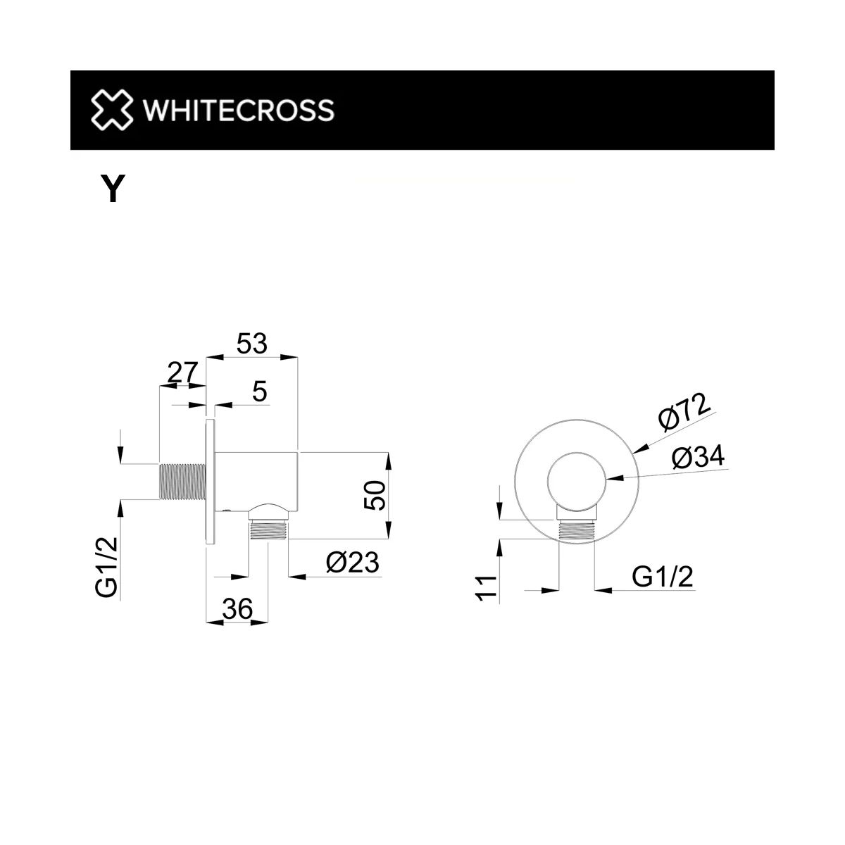 Угловой соединительный элемент WHITECROSS Y1018CPB (брашированная медь)