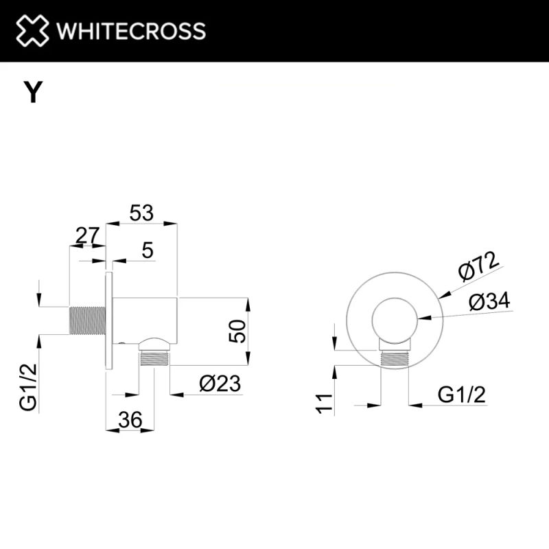 Угловой соединительный элемент WHITECROSS Y1018CPB (брашированная медь)
