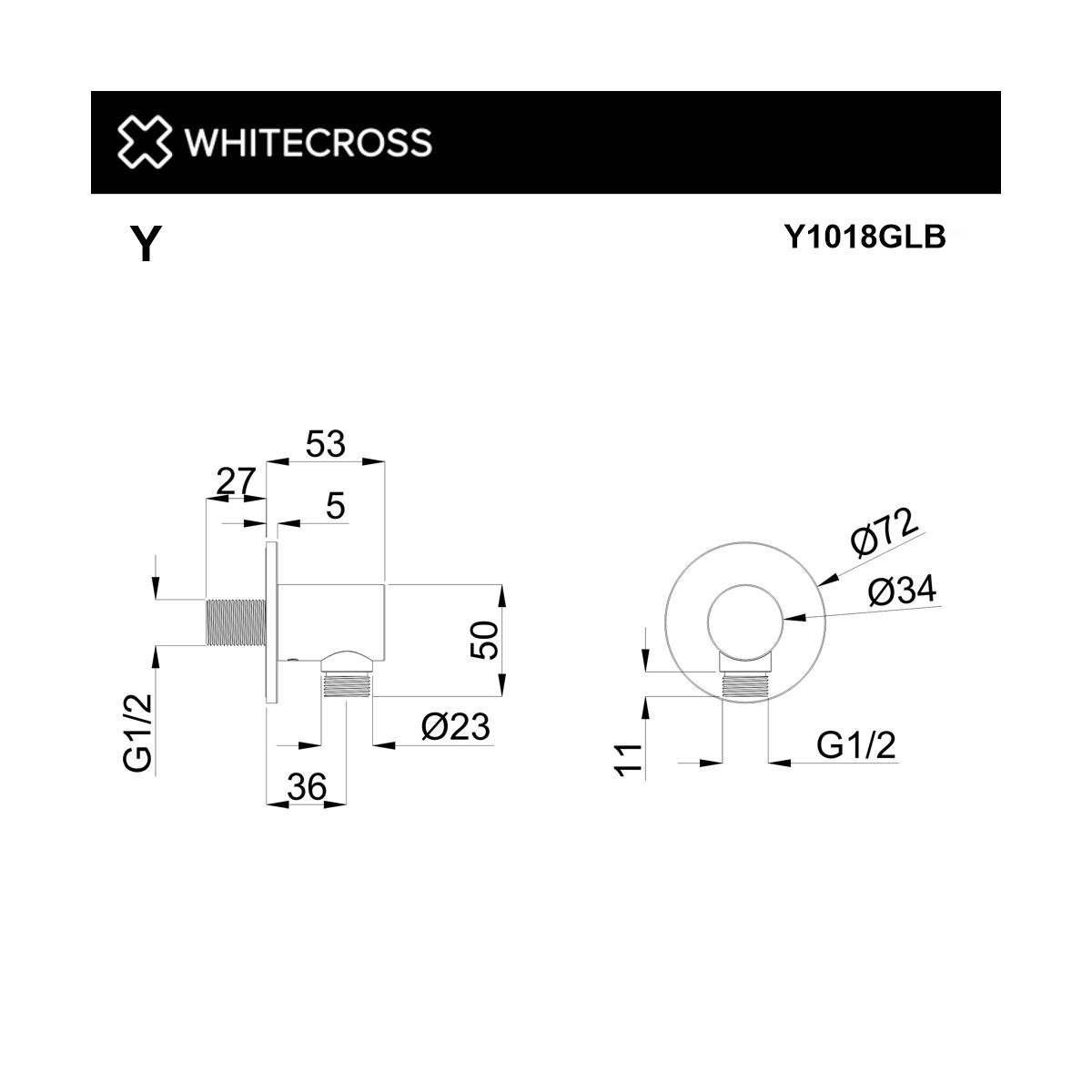 Угловой соединительный элемент WHITECROSS Y1018GLB (брашированное золото)