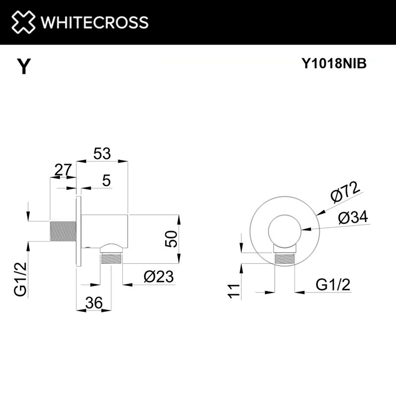 Угловой соединительный элемент WHITECROSS Y1018NIB (брашированный никель)