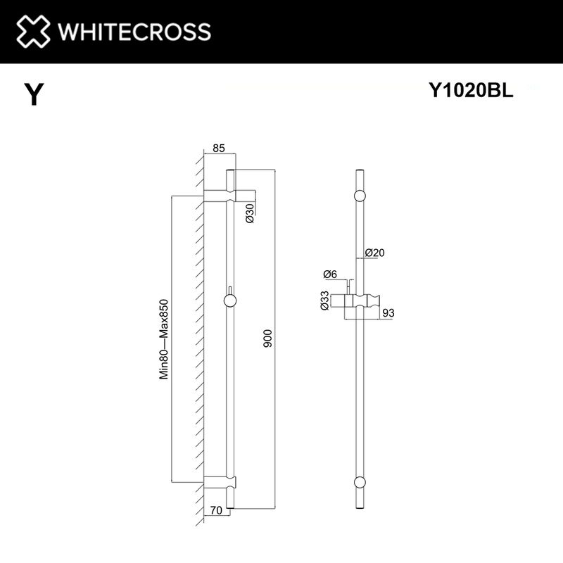 Душевая штанга WHITECROSS Y1020BL (черный матовый)