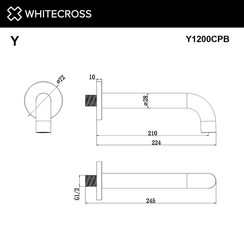 Излив для ванны WHITECROSS Y1200CPB 210 мм (брашированная медь)