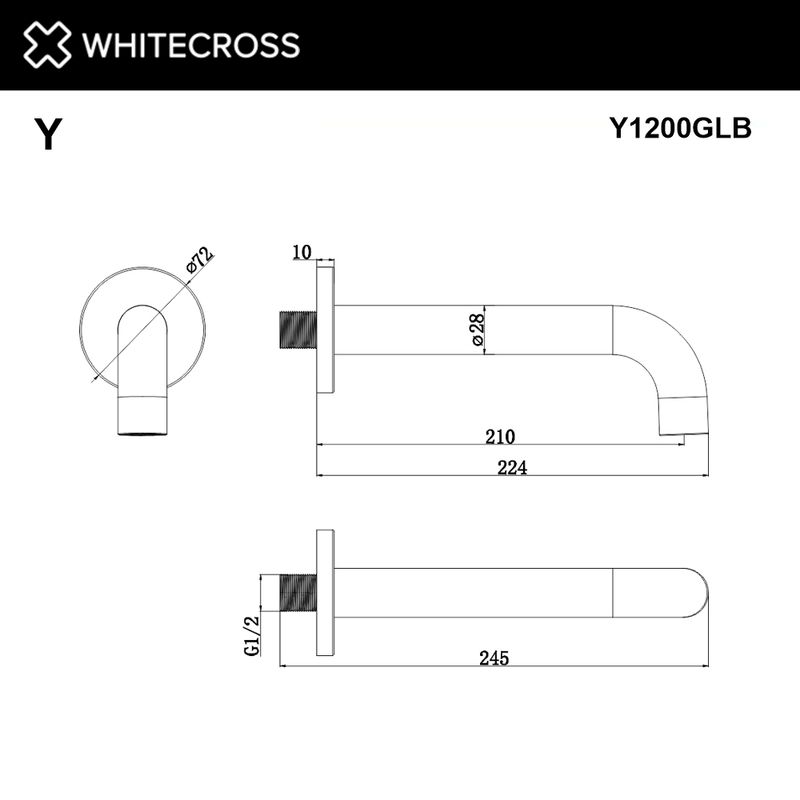 Излив настенный 210 мм WHITECROSS Y1200GLB (брашированное золото)