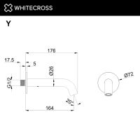 Излив для ванны WHITECROSS Y1201CPB 164 мм (брашированная медь) — 2