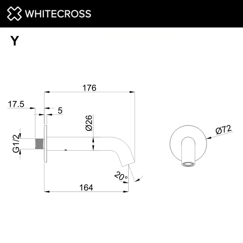 Излив для ванны WHITECROSS Y1201CPB 164 мм (брашированная медь)