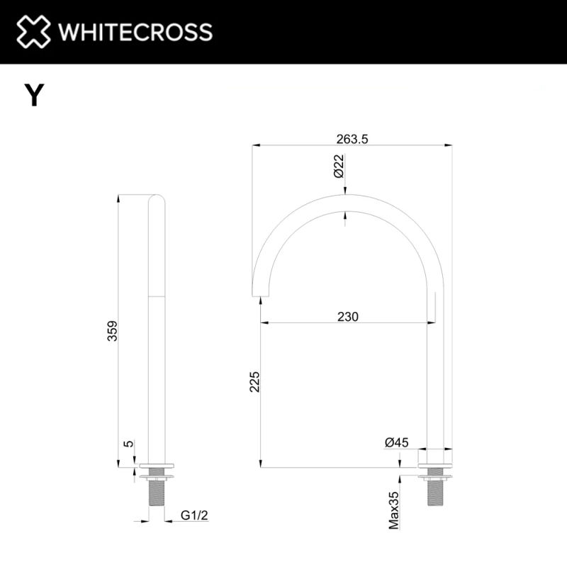 Излив отдельностоящий WHITECROSS Y1203CPB (брашированная медь)